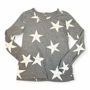 VICTORIA’S SECRET Women’s Gray White Long Sleeve Star Print Top Small